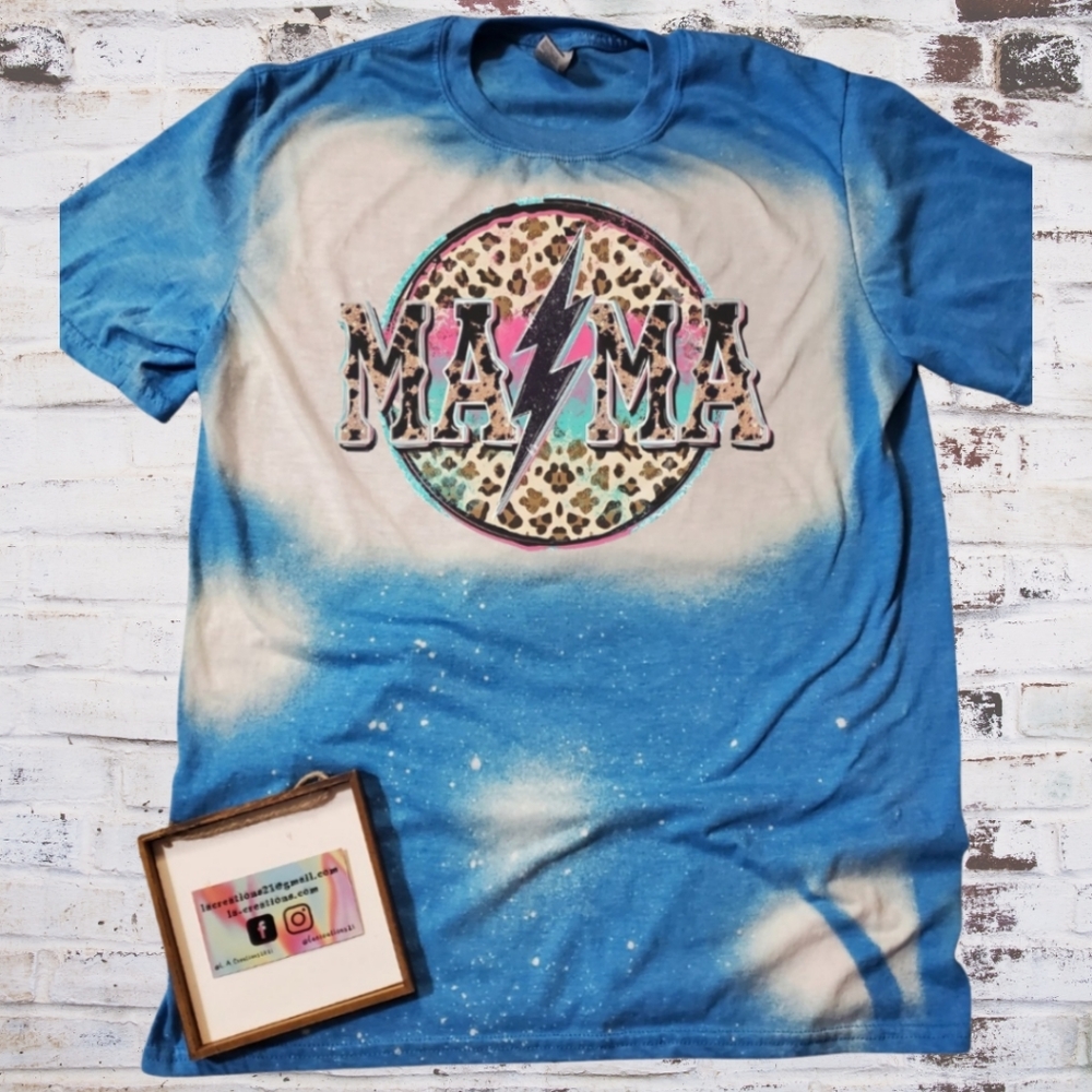Mama Cheetah Bleached Tee S,M,L,XL,2x,3x